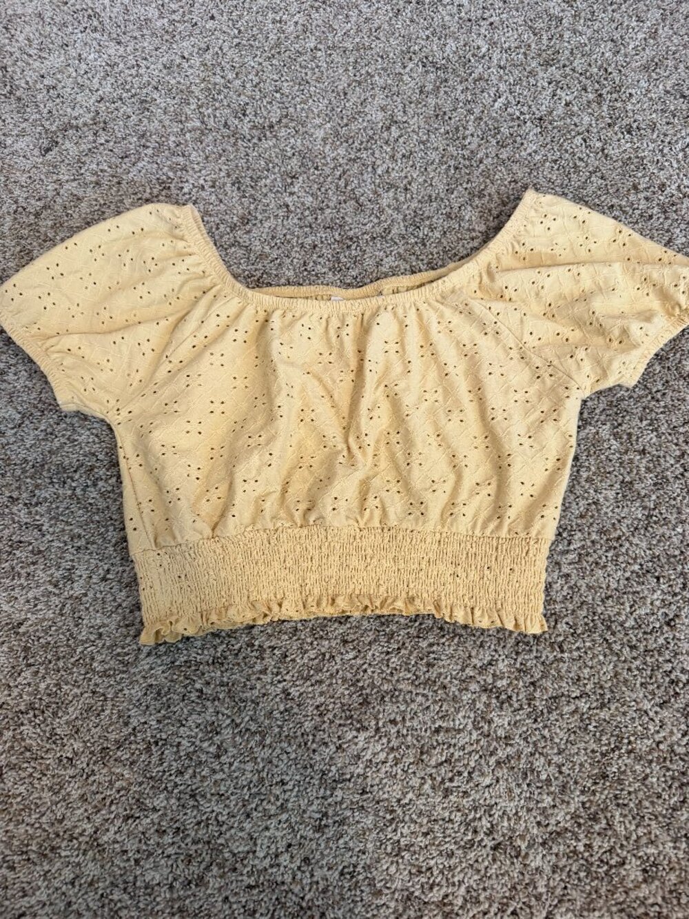 Yellow Cropped Top with Cinch Waist